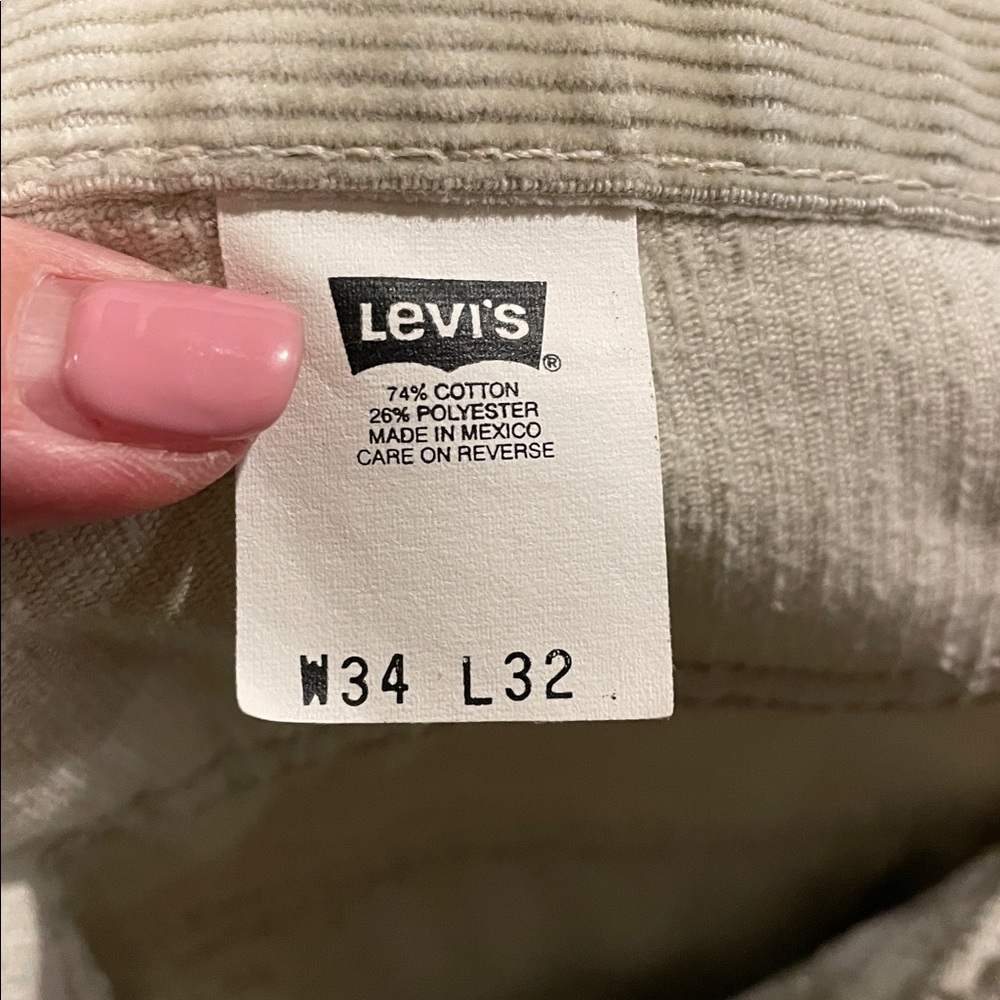 VTG Levis Silver Tab 90’s Men Loose Wide Leg Utility Tan Corduroy Pant NWOT’s 34 - Picture 7 of 14